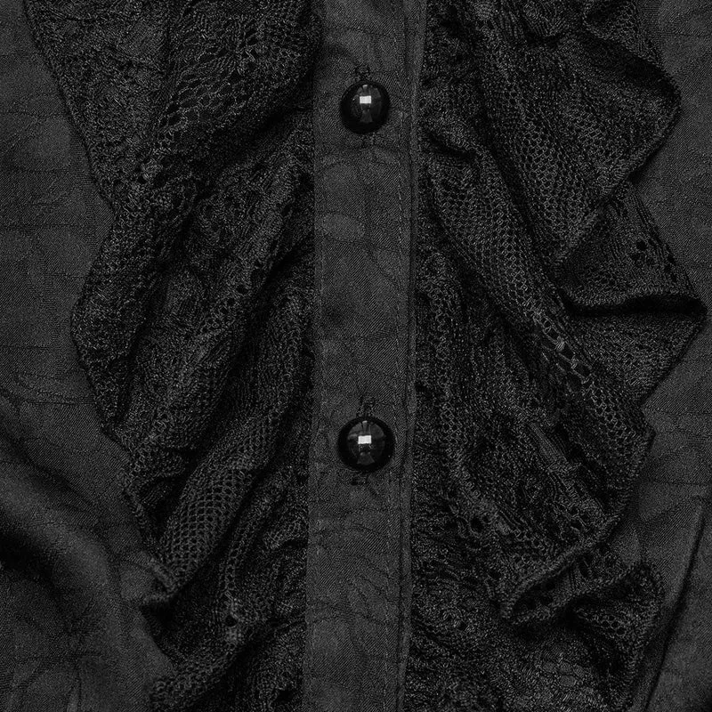 Langärmliges Gothic-Hemd mit Rüschen und Spitze für Damen