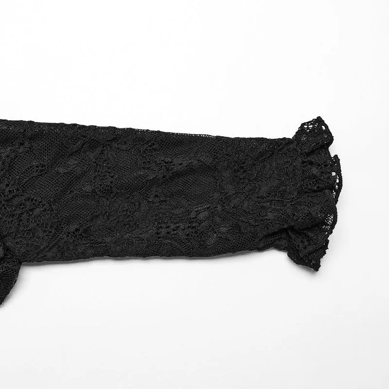Langärmliges Gothic-Hemd mit Rüschen und Spitze für Damen