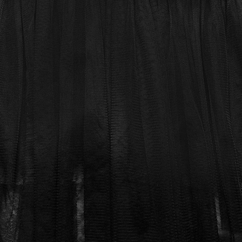 Langer Gothic-Überrock aus Netzstoff mit Schnalle und Rüschen für Damen in Schwarz