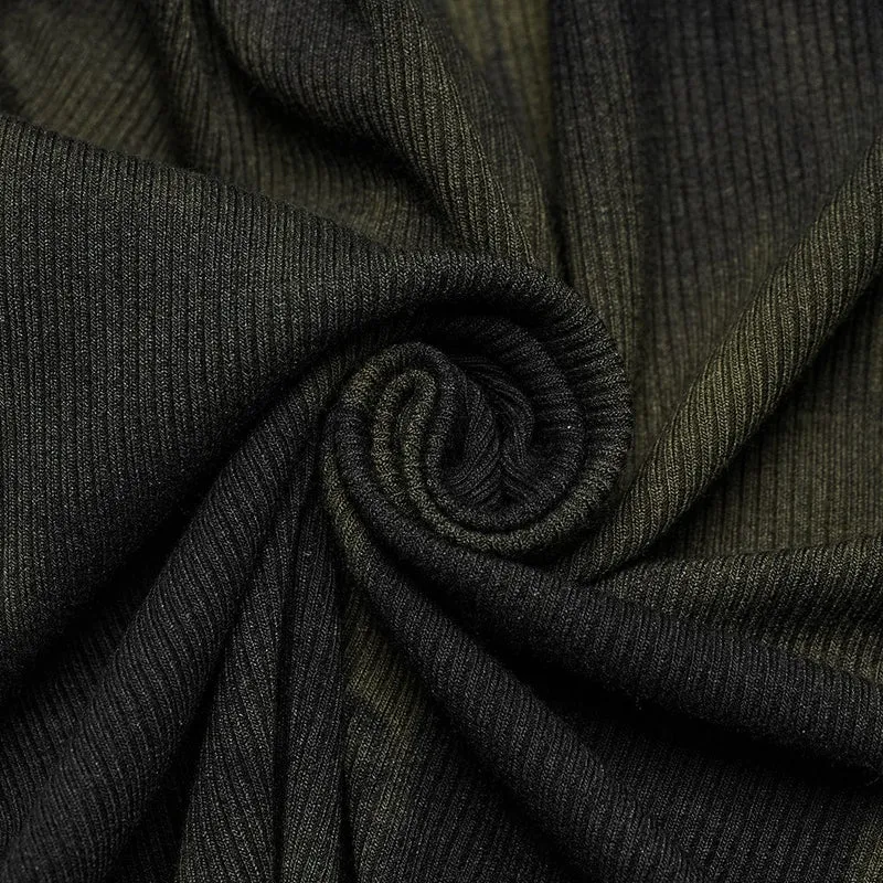Schulterfreies Kleid mit Punk-Schnalle und Ösen für Damen in Schwarz-Grün