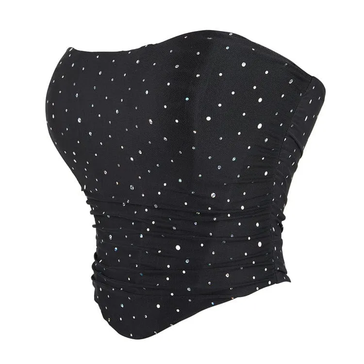 Punk-Pailletten-Mesh-Vollbrustkorsett für Damen