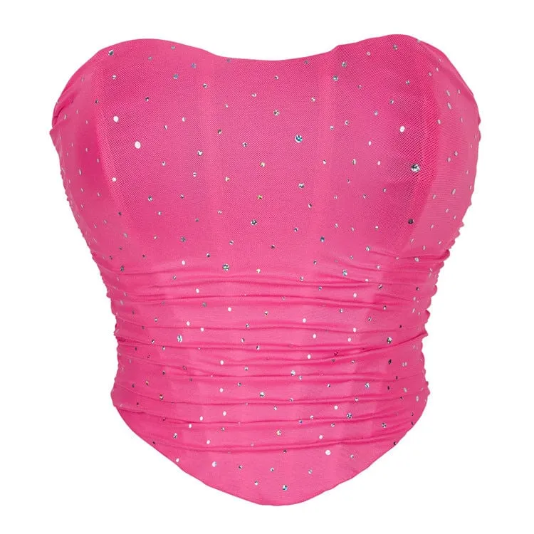 Punk-Pailletten-Mesh-Vollbrustkorsett für Damen