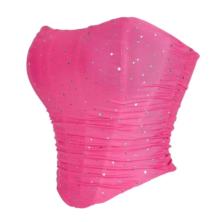 Punk-Pailletten-Mesh-Vollbrustkorsett für Damen