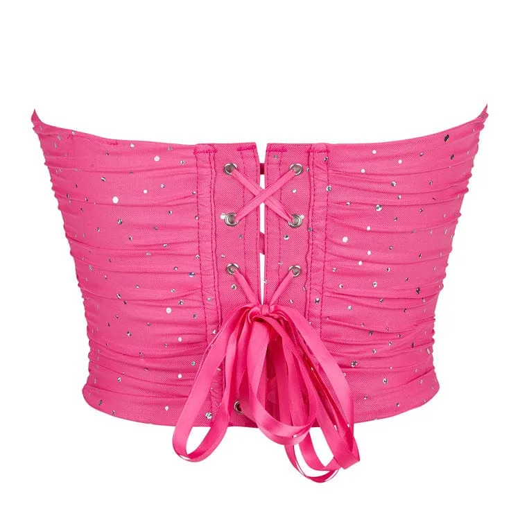 Punk-Pailletten-Mesh-Vollbrustkorsett für Damen