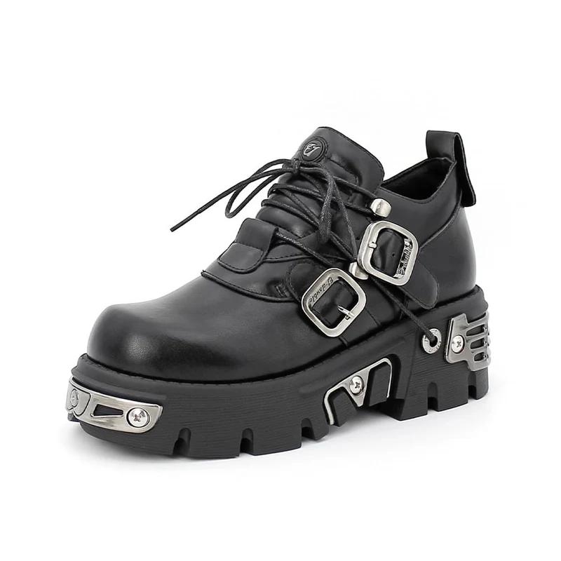 Unisex Punk Metal Splice Buckle Plateauschuhe