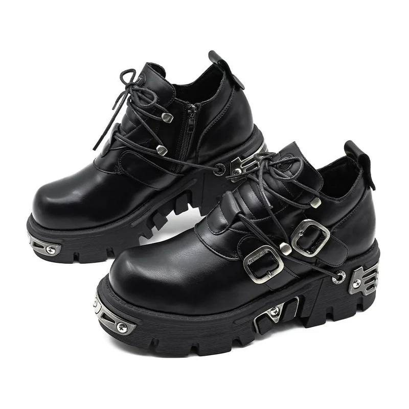 Unisex Punk Metal Splice Buckle Plateauschuhe
