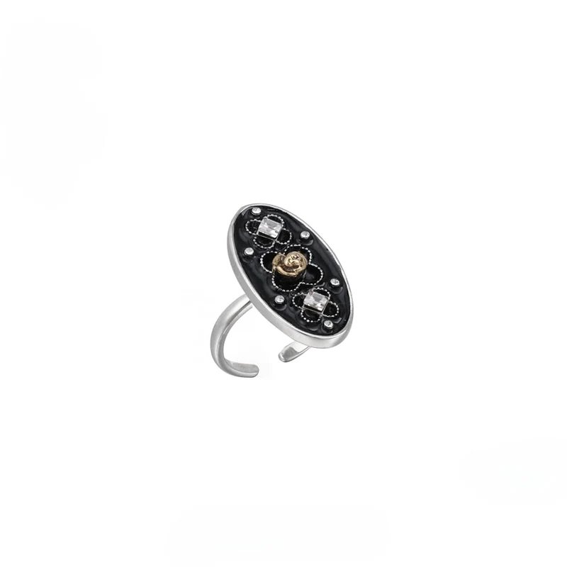 Damen-Punk-Rose-Diamant-offener Ring