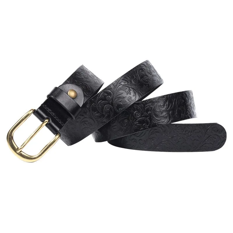 Gothic-Gürtel mit Blumenprägung für Herren