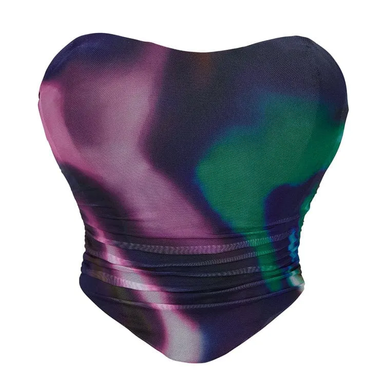Damen-Grunge-Kontrastfarbenes Mesh-Vollbrustkorsett