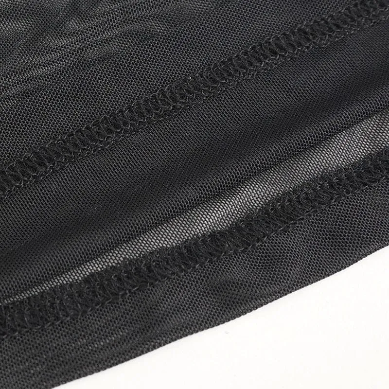 Damen-Langarmshirt aus Gothic-Jacquard-Mesh mit Rüschen