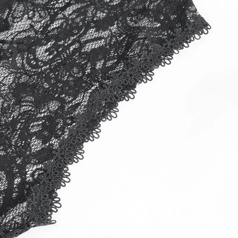 Damen-Cape im Gothic-Stil, Spitze, Netzstoff, hinten, geblümt, gehäkelt, mit Kapuze