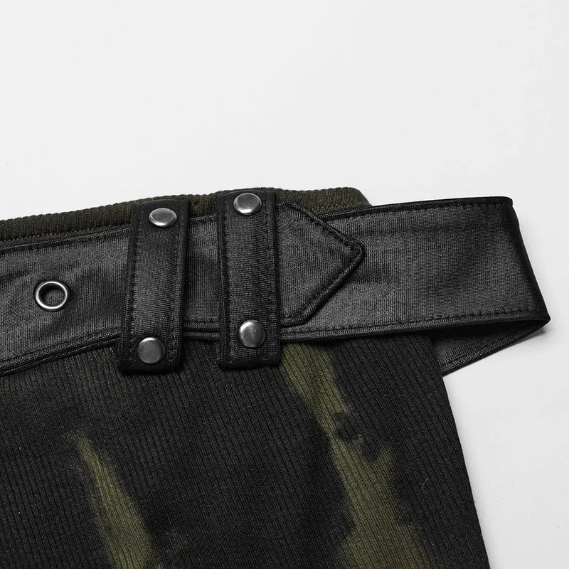 Damen Punk Buckle Eyelet Bustier Schwarz-Grün