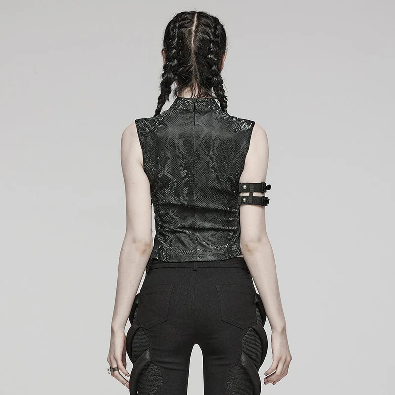 Punk-Mesh-Tanktop mit Ringausschnitt für Damen