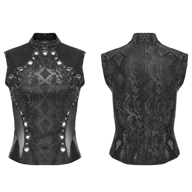 Punk-Mesh-Tanktop mit Ringausschnitt für Damen