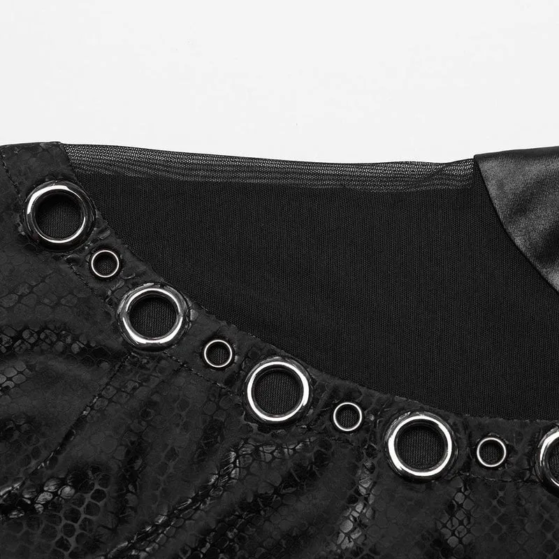 Punk-Mesh-Tanktop mit Ringausschnitt für Damen