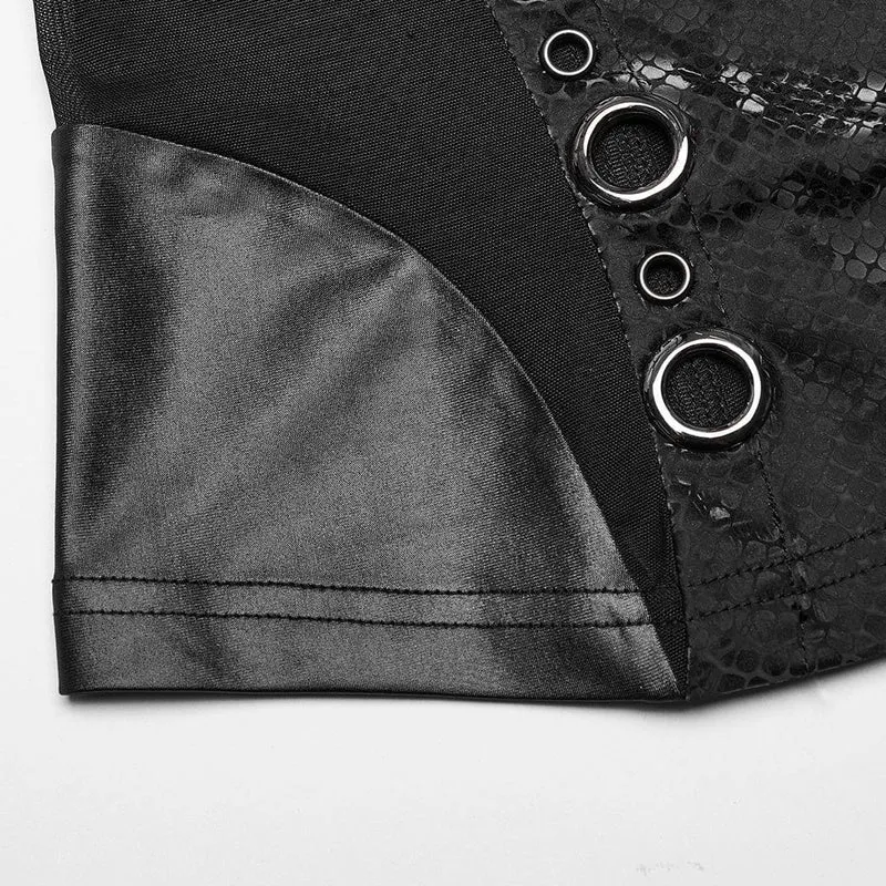 Punk-Mesh-Tanktop mit Ringausschnitt für Damen