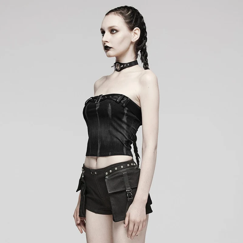 Damen-Bustier mit Punk-Schnalle und Ösen