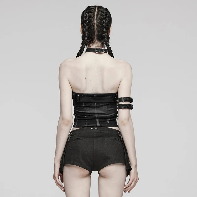 Damen-Bustier mit Punk-Schnalle und Ösen