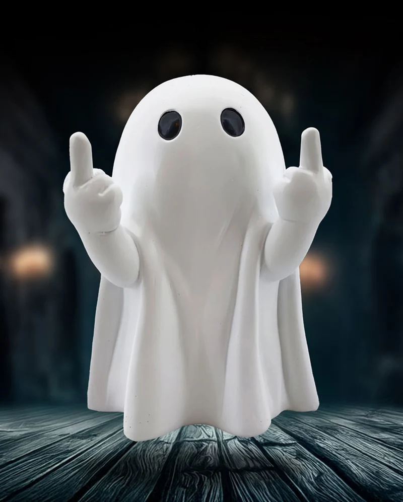Frecher Weißer Geist mit Mittelfinger Pose 12,5cm