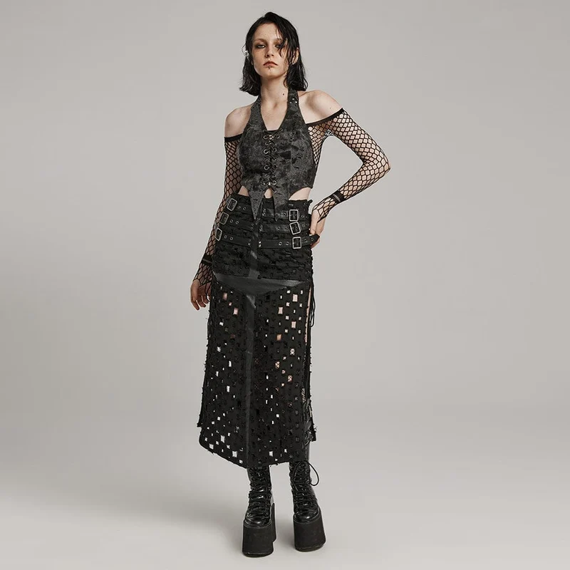 Langer Punk-Rock mit Schnürung und Schnürung für Damen