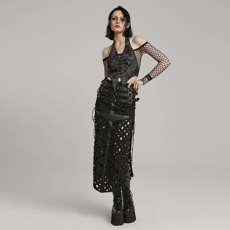 Damen-Weste mit Punk-Schnürung und Neckholder