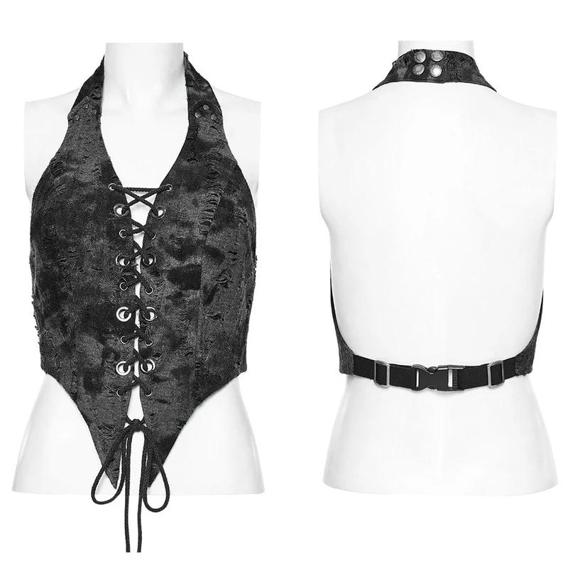 Damen-Weste mit Punk-Schnürung und Neckholder