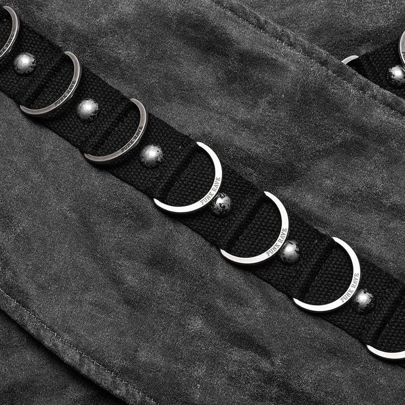Überlappender kurzer Rock aus Netzstoff mit Punk-Schnalle für Damen