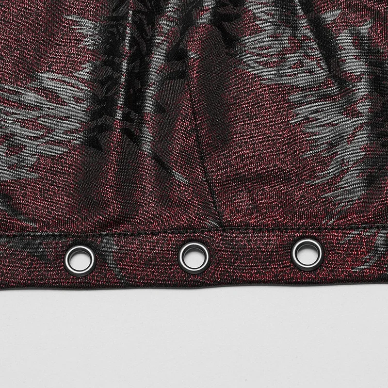 Damen Punk Ring Öse Neckholder Bustier Kastanienbraun