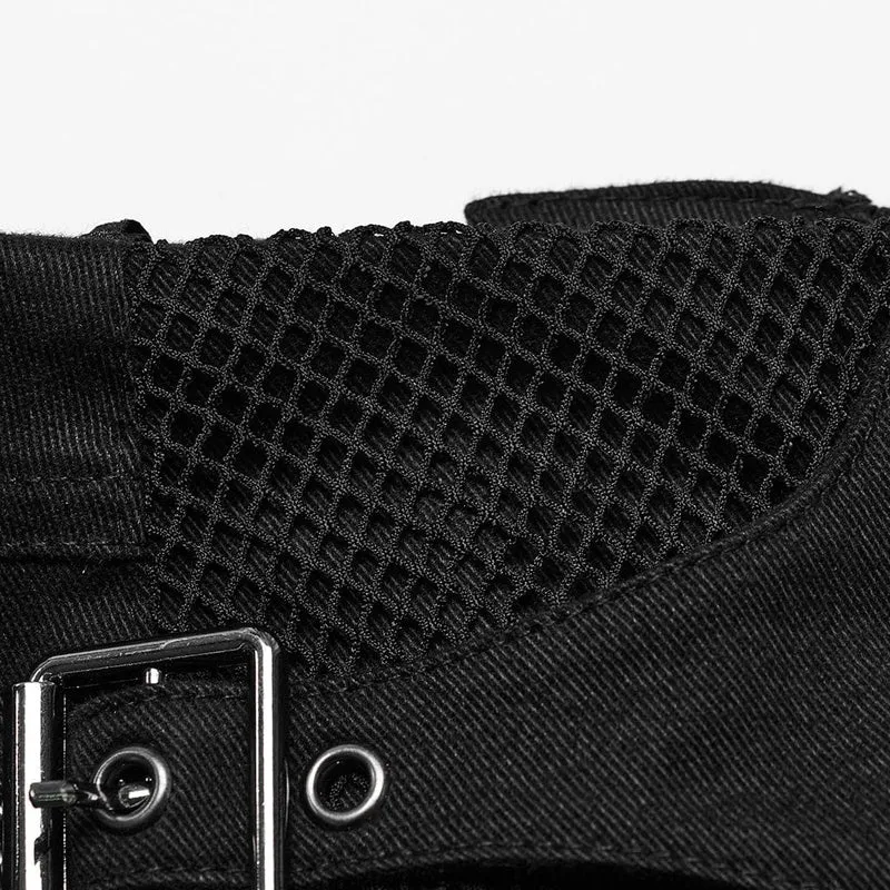 Damen-Shorts mit Punk-Schnürung und Mesh-Schnalle