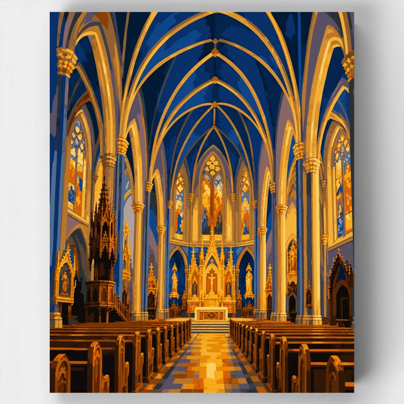 Gothic Cathedral Interior - Paint by Numbers Kit