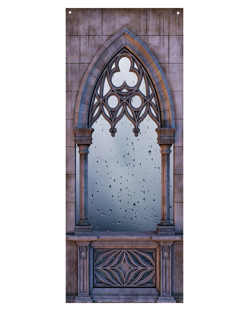 Gothic Schloss Fenster als Tür & Wanddeko 78x200cm