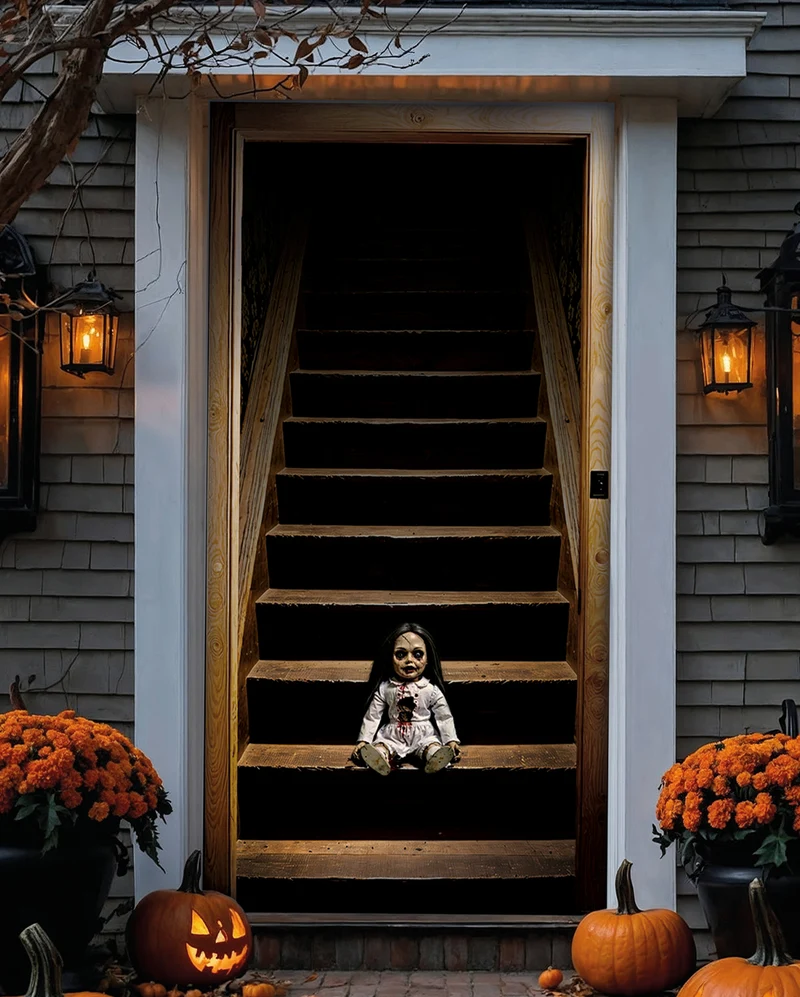 Haunted Doll Fake Tür & Wanddeko 98x200cm