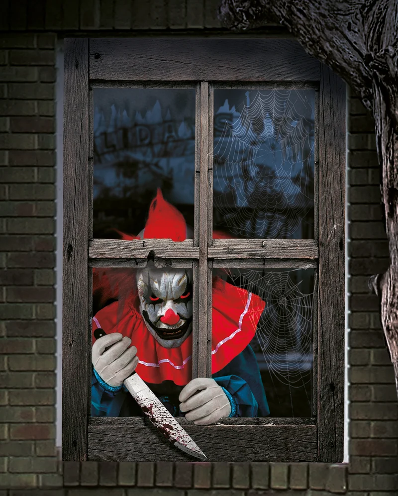 Slasher the Clown Fake Fenster Halloween Deko 80x120cm
