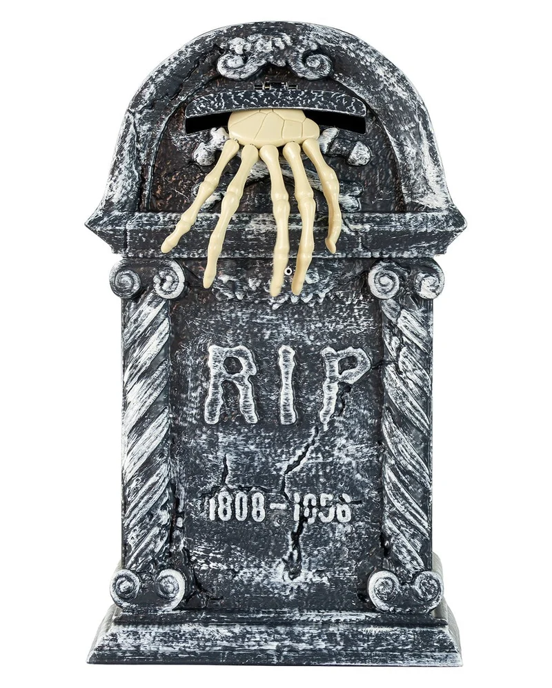 Halloween Grabstein mit Herausspringender Skeletthand 43cm