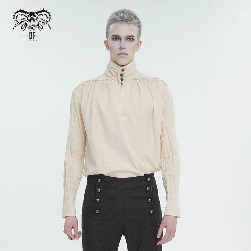 Gothic-Stehkragen-Rüschenhemd für Herren