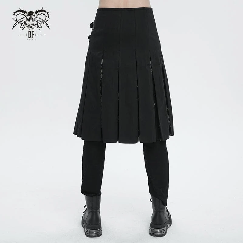 Gothic Tie-dyed Splice Kilt für Herren mit Gürteltasche