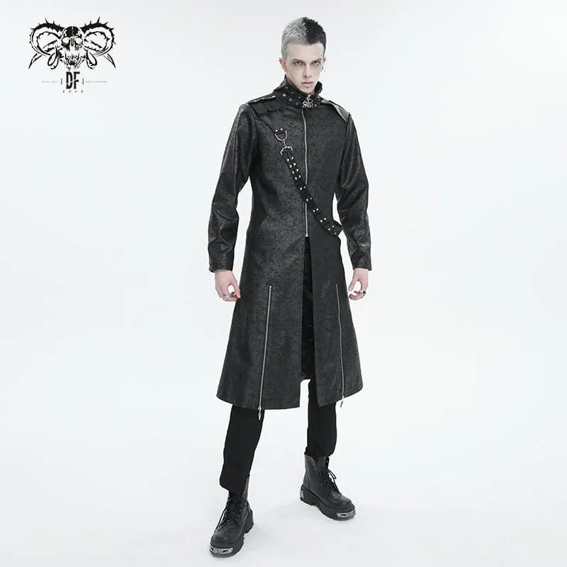 Gothic-Mantel mit Stehkragen und Riemen für Herren