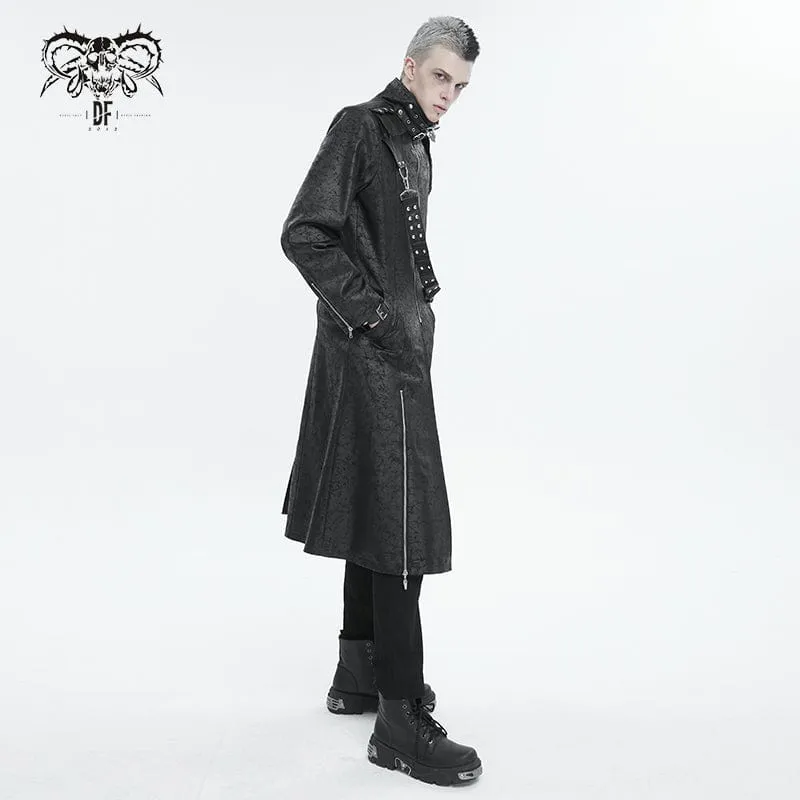 Gothic-Mantel mit Stehkragen und Riemen für Herren