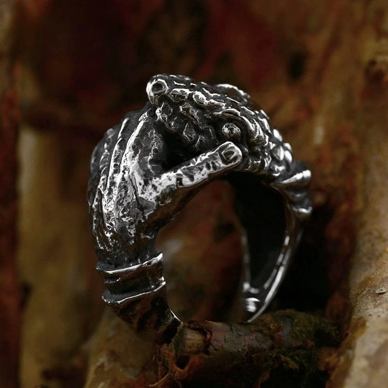 Herren-Punk-Retro-Ring mit unregelmäßigem Totenkopf aus Edelstahl