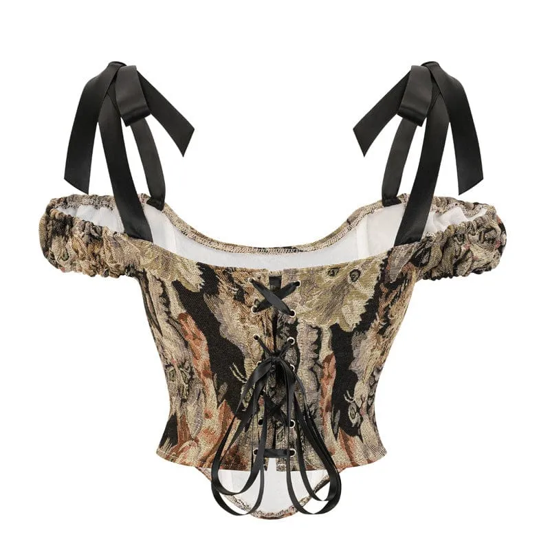 Damen-Overbust-Korsetts im Vintage-Stil mit Schnürriemen