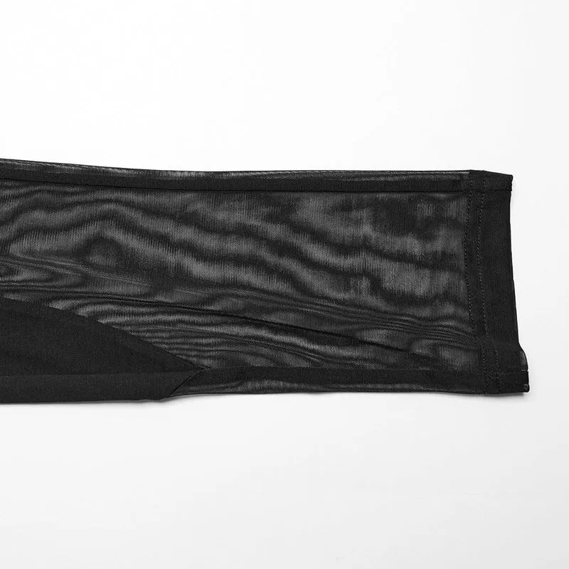 Damen-Leggings mit Punk-Mesh-Ausschnitt und Schnürung