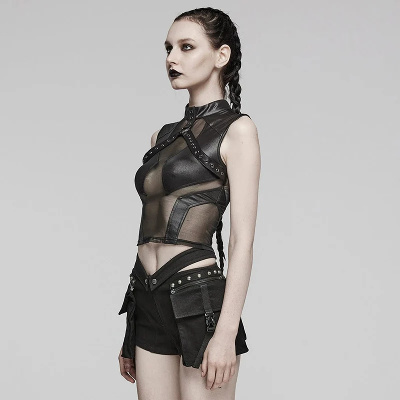 Punk-Weste mit transparenten Ösen für Damen
