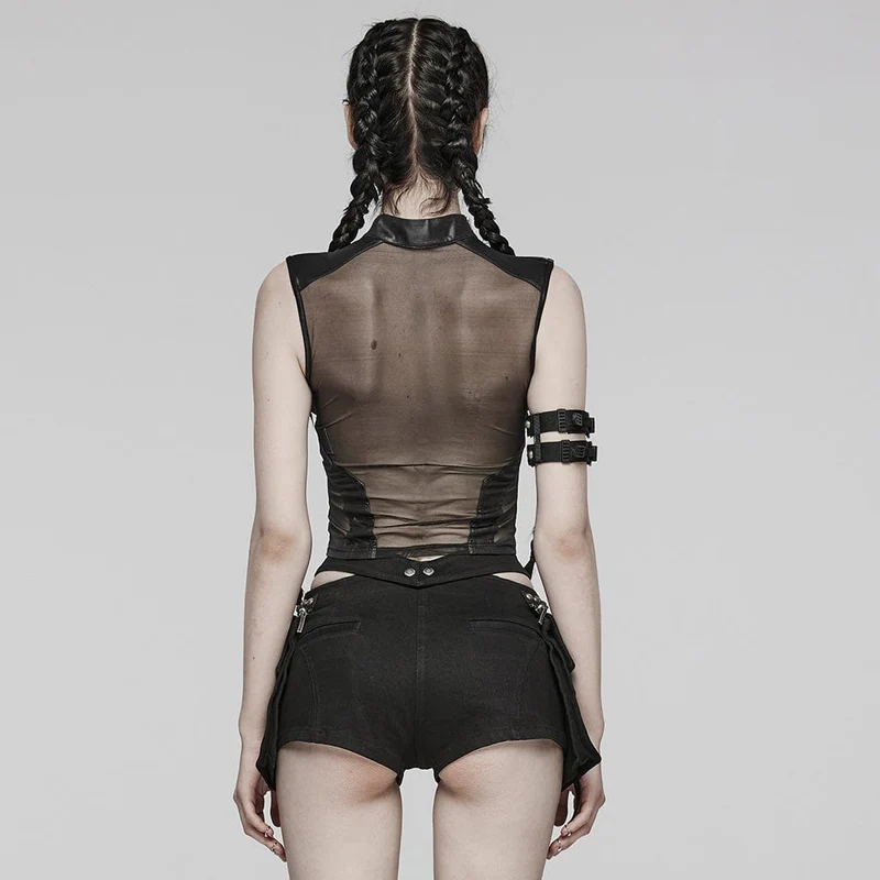Punk-Weste mit transparenten Ösen für Damen
