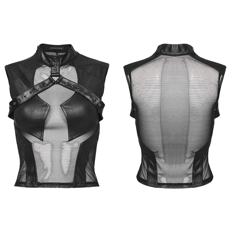 Punk-Weste mit transparenten Ösen für Damen