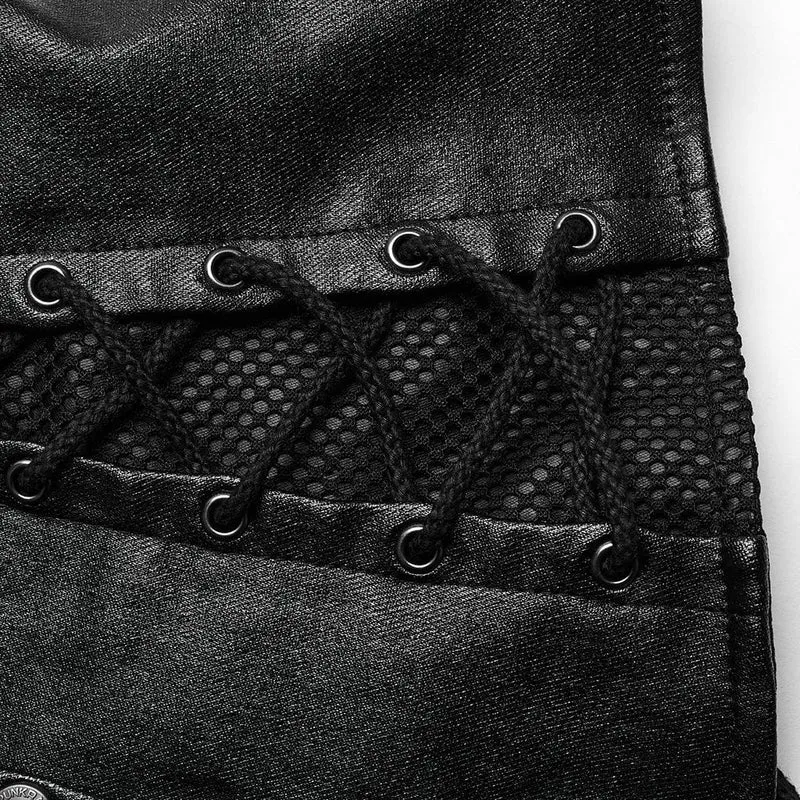 Damen-Tanktop mit Punk-Ausschnitt und Schnürung und Schnalle