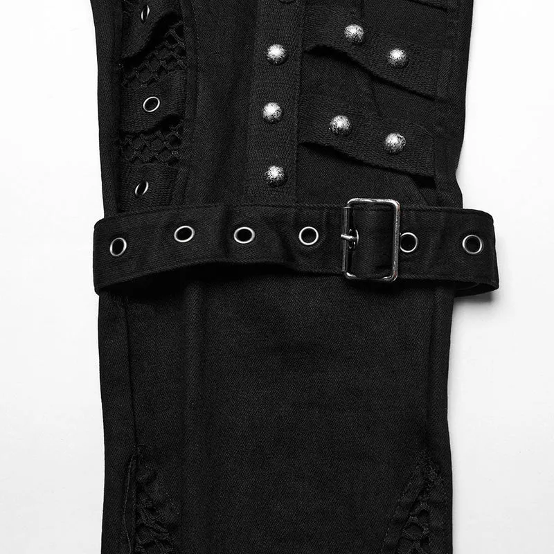 Damen-Jeans mit Punk-Cutout und Mesh-Ösen