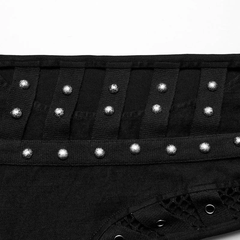 Damen-Jeans mit Punk-Cutout und Mesh-Ösen