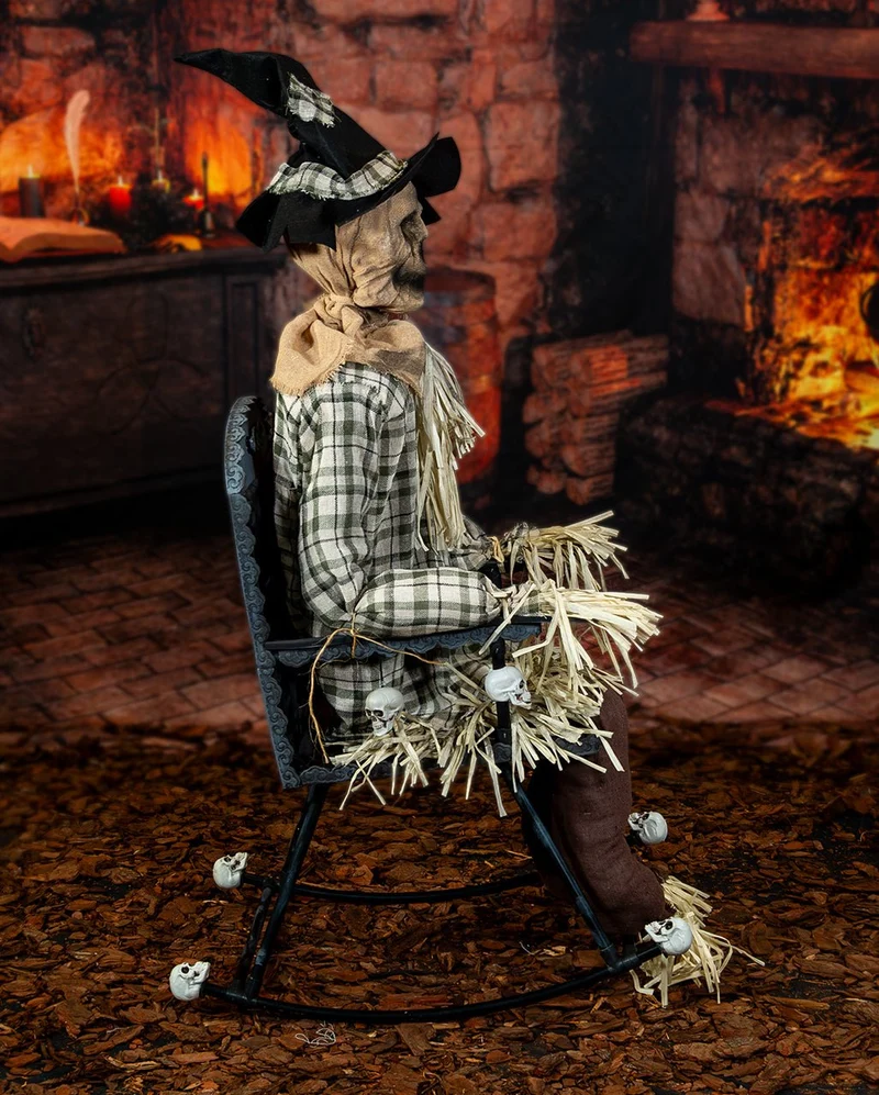 Haunted Vogelscheuche auf Schaukelstuhl Animatronic 120cm