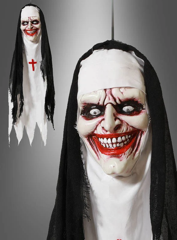 Geköpfte Nonne Halloween Deko mit Licht 90cm