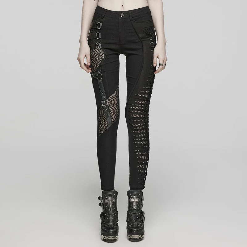 Damen-Hose mit Punk-Mesh-Schnalle und Spaghettiträgern